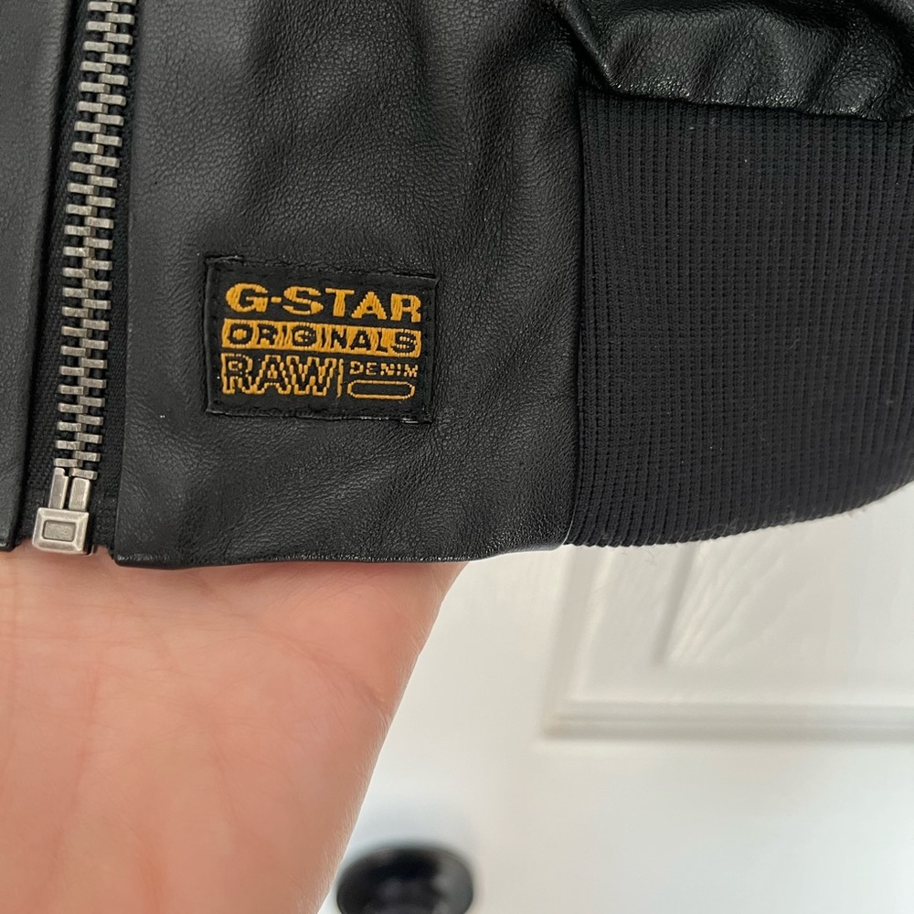 G Star leather motorcycle jacket.  Honestly such a cool jacket but too small